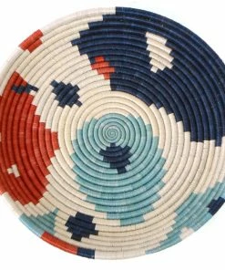 RWANDA Abstract Navy + Orange Circular Tray HOME