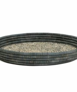 UGANDA HOME Carbon Heathered Raffia Tray