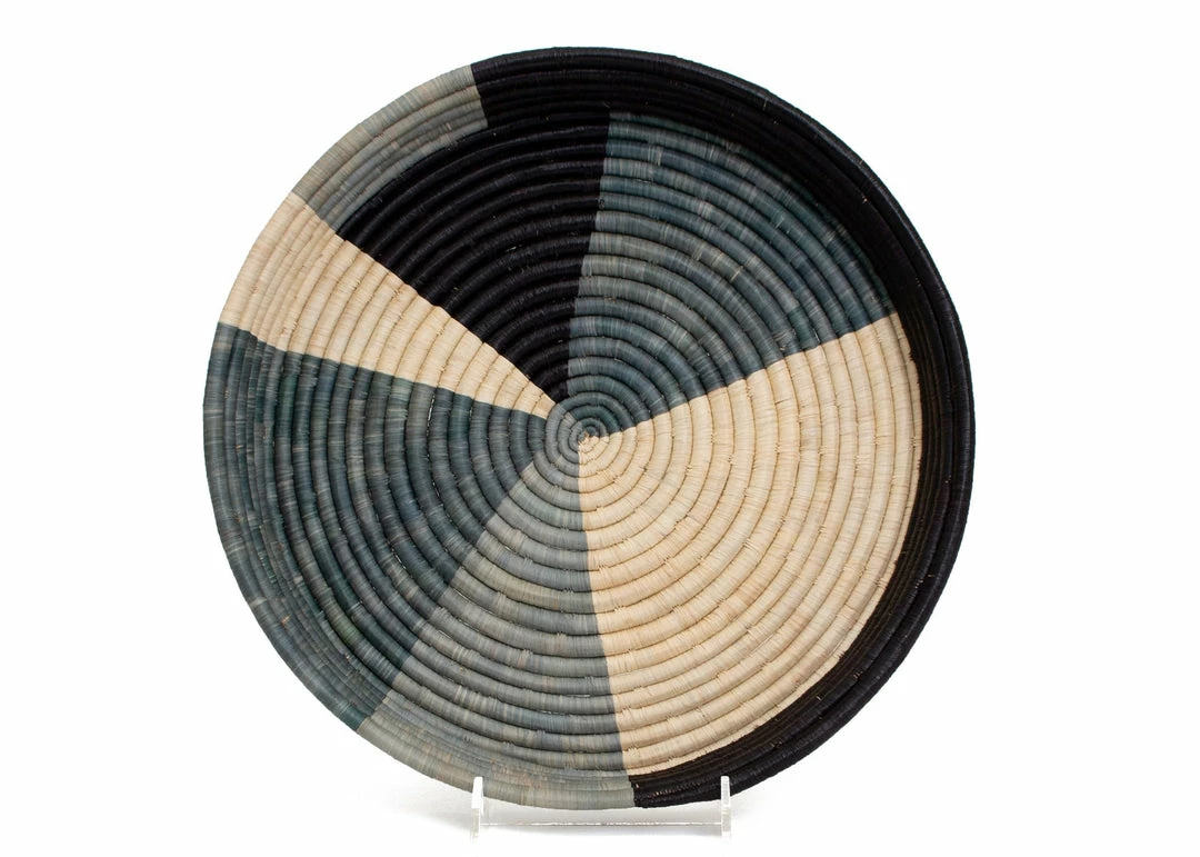 UGANDA Opal Gray Color Blocked Raffia Tray HOME 3 UGANDA Opal Gray Color Blocked Raffia Tray HOME