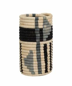 UGANDA Opal Gray Geo Raffia Vase