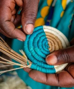 UGANDA HOME Opal Gray + Mustard Oval Basket 10 UGANDA HOME Opal Gray + Mustard Oval Basket