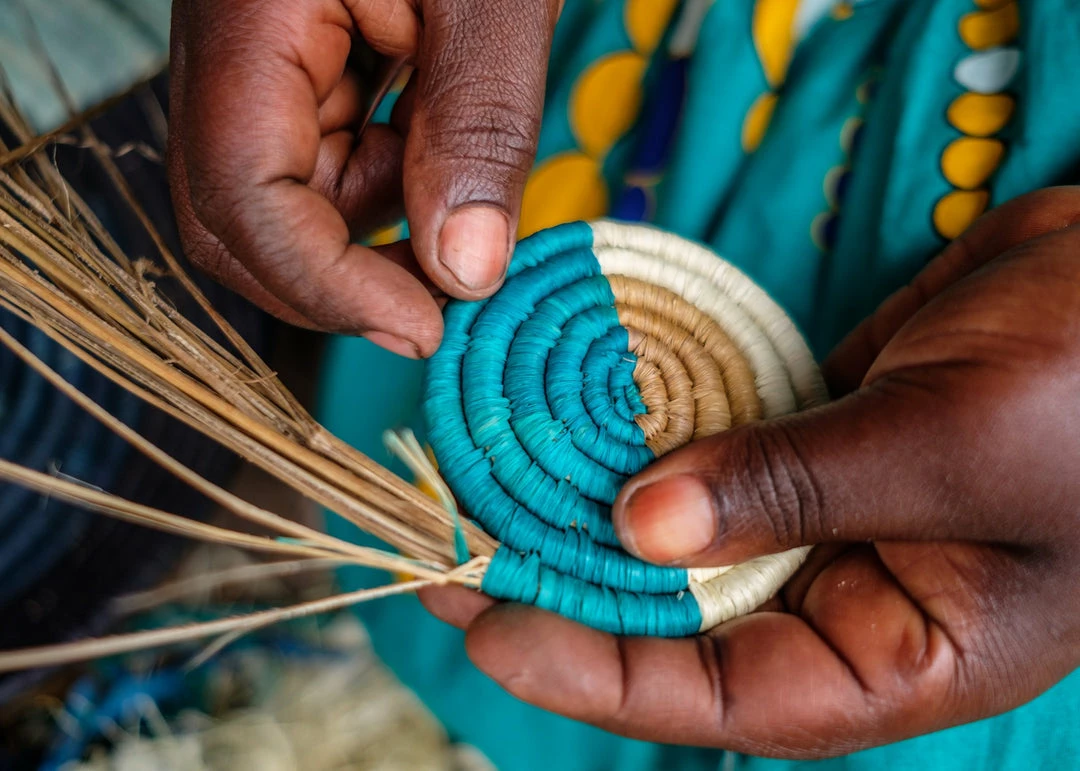 UGANDA HOME Opal Gray + Mustard Oval Basket 6 UGANDA HOME Opal Gray + Mustard Oval Basket