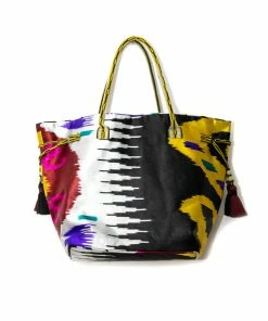 UZBEKISTAN Expandable Ikat Bag With Tassels BAGS