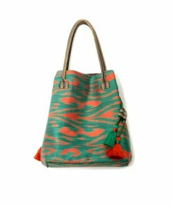 UZBEKISTAN Expandable Ikat Bag With Tassels BAGS