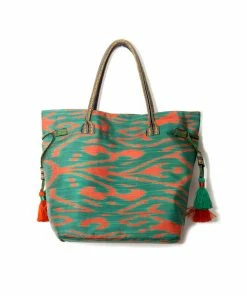 UZBEKISTAN Expandable Ikat Bag With Tassels BAGS