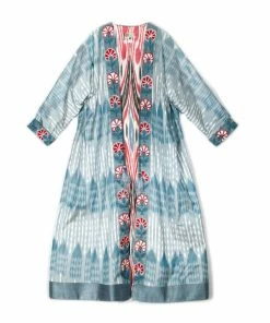 UZBEKISTAN CLOTHING Hand-Embroidered Suzani Ikat Robe