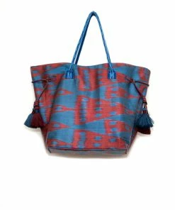 UZBEKISTAN Expandable Ikat Bag With Tassels