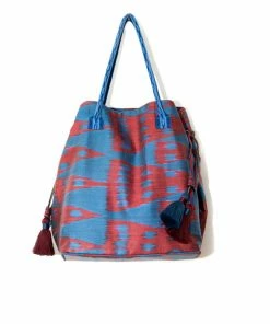 UZBEKISTAN Expandable Ikat Bag With Tassels