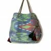 UZBEKISTAN Expandable Ikat Bag With Tassels Green
