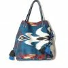 UZBEKISTAN Expandable Ikat Bag With Tassels Blue Red BAGS