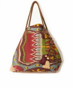 UZBEKISTAN Expandable Ikat Bag With Tassels BAGS