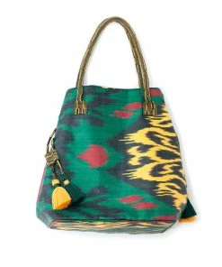 UZBEKISTAN Expandable Ikat Bag With Tassels BAGS