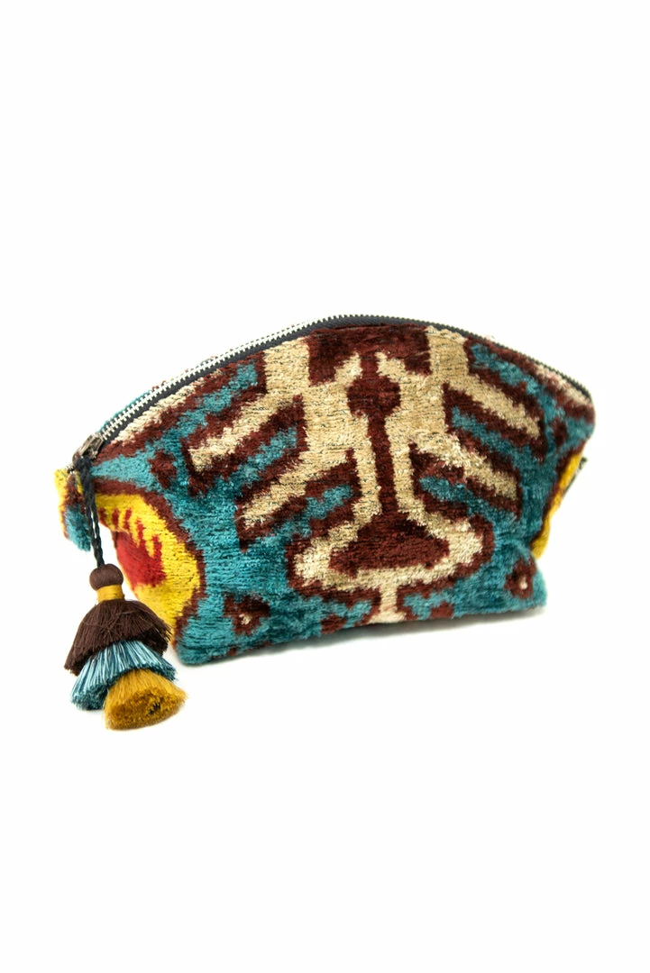 UZBEKISTAN Ikat Velvet Cosmetic Bag 3 UZBEKISTAN Ikat Velvet Cosmetic Bag