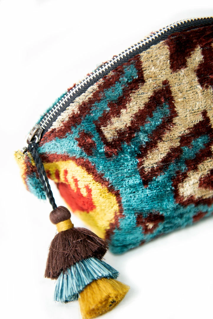UZBEKISTAN Ikat Velvet Cosmetic Bag 4 UZBEKISTAN Ikat Velvet Cosmetic Bag
