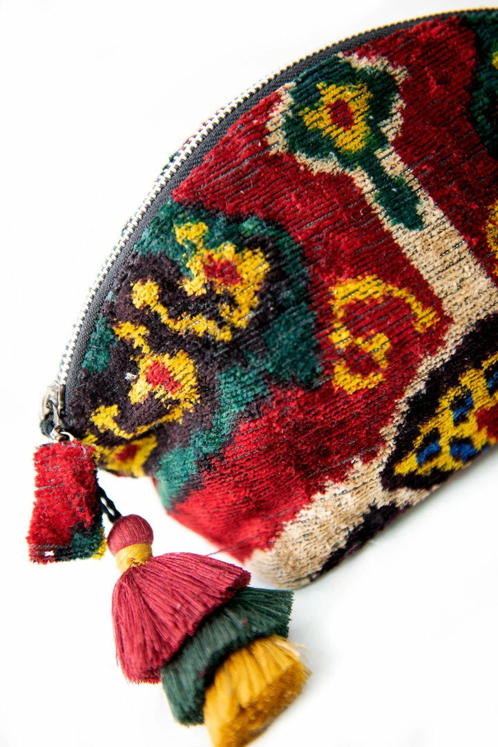 UZBEKISTAN Ikat Velvet Cosmetic Bag BAGS 4 UZBEKISTAN Ikat Velvet Cosmetic Bag BAGS