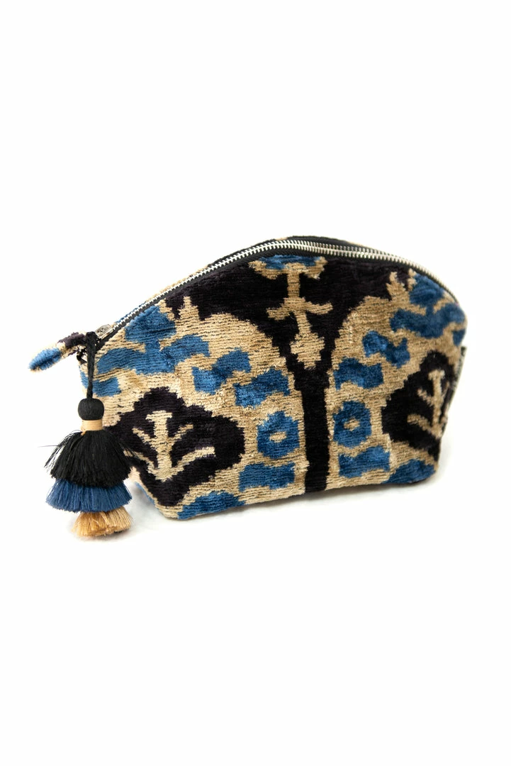 UZBEKISTAN Ikat Velvet Cosmetic Bag 3 UZBEKISTAN Ikat Velvet Cosmetic Bag