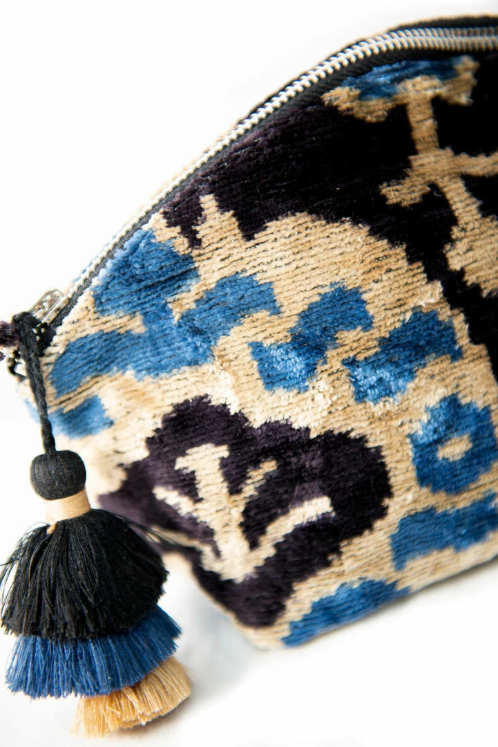 UZBEKISTAN Ikat Velvet Cosmetic Bag 4 UZBEKISTAN Ikat Velvet Cosmetic Bag
