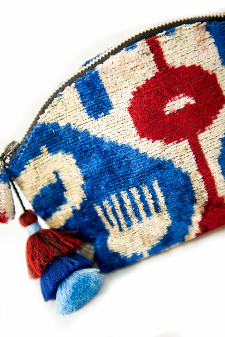 UZBEKISTAN Ikat Velvet Cosmetic Bag BAGS 4 UZBEKISTAN Ikat Velvet Cosmetic Bag BAGS