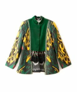 UZBEKISTAN Luxury Silk Ikat Jacket With Suzani Embroidery CLOTHING