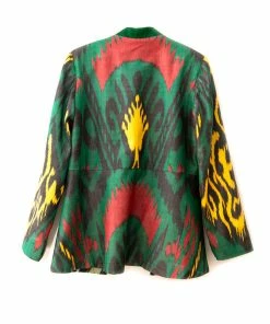 UZBEKISTAN Luxury Silk Ikat Jacket With Suzani Embroidery CLOTHING