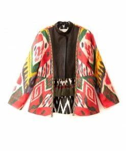 UZBEKISTAN Luxury Silk Ikat Jacket With Suzani Embroidery
