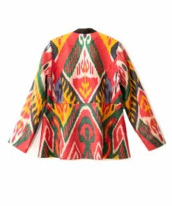 UZBEKISTAN Luxury Silk Ikat Jacket With Suzani Embroidery