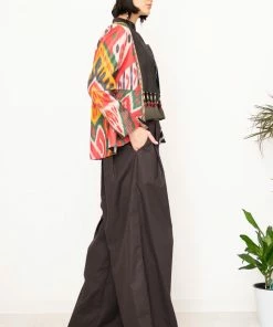 UZBEKISTAN Luxury Silk Ikat Jacket With Suzani Embroidery