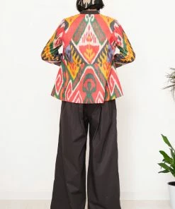 UZBEKISTAN Luxury Silk Ikat Jacket With Suzani Embroidery