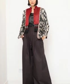 UZBEKISTAN CLOTHING Luxury Silk Ikat Jacket With Suzani Embroidery