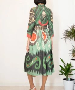 UZBEKISTAN CLOTHING Ikat Shirt Dress With Sash 7 UZBEKISTAN CLOTHING Ikat Shirt Dress With Sash