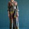UZBEKISTAN CLOTHING Ikat Kaftan Dress With Fringed Belt 2 UZBEKISTAN CLOTHING Ikat Kaftan Dress With Fringed Belt