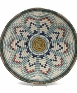 RWANDA HOME 14" Extra Large Metallic & Silver Blue Akagera Basket