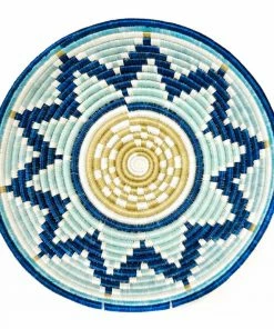 RWANDA HOME 14" Extra Large Silver Blue & Navy Round Basket