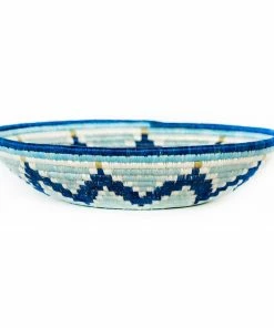 RWANDA HOME 14" Extra Large Silver Blue & Navy Round Basket