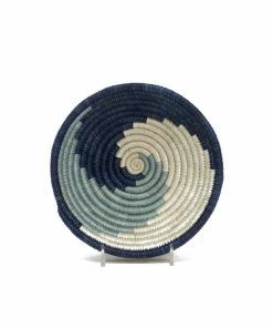 RWANDA 6" Small Silver Blue Unity Round Basket