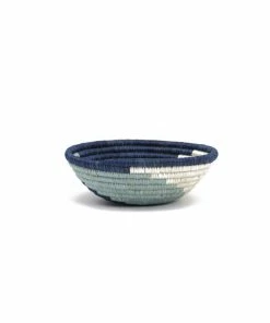RWANDA 6" Small Silver Blue Unity Round Basket 8 RWANDA 6