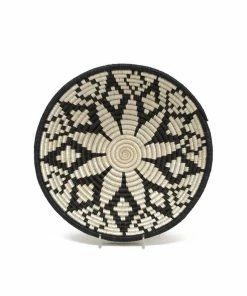 RWANDA Medium Black Round Basket
