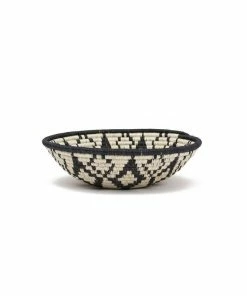 RWANDA Medium Black Round Basket