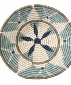 RWANDA HOME 14" Extra Large Silver Blue Hope Round Basket