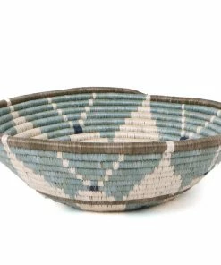 RWANDA HOME 14" Extra Large Silver Blue Hope Round Basket