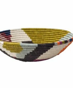 RWANDA HOME 14" Extra Large Multicolor Kolagi Round Basket