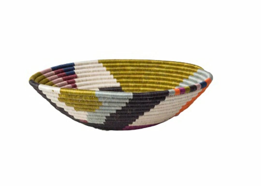 RWANDA HOME 14" Extra Large Multicolor Kolagi Round Basket 4 RWANDA HOME 14" Extra Large Multicolor Kolagi Round Basket