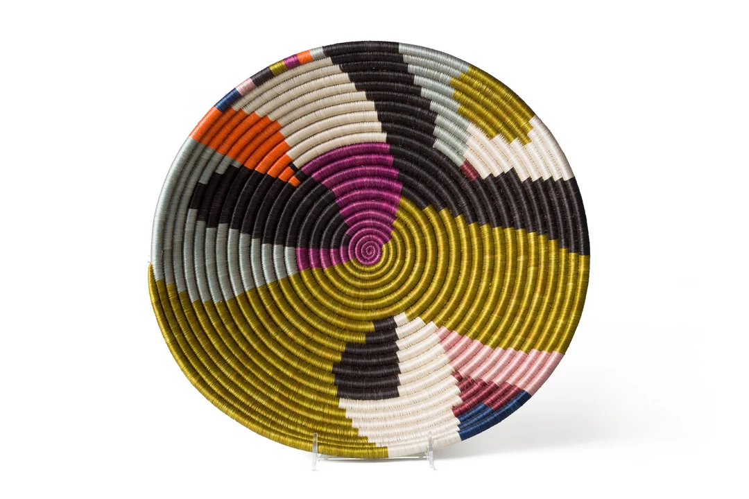 RWANDA HOME 14" Extra Large Multicolor Kolagi Round Basket 3 RWANDA HOME 14" Extra Large Multicolor Kolagi Round Basket