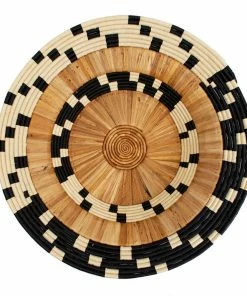 UGANDA Oversized Checkered Banana Bark Round Basket HOME