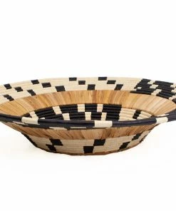 UGANDA Oversized Checkered Banana Bark Round Basket HOME