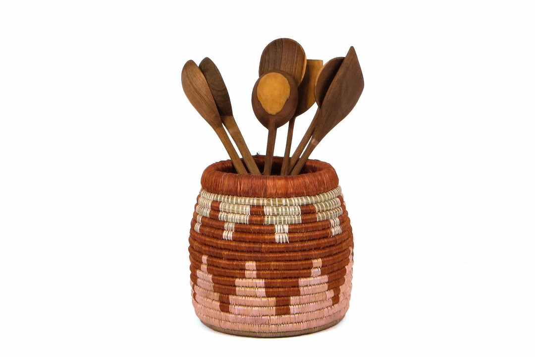 RWANDA Clay + Dusty Peach Kitchen Utensil Holder HOME 3 RWANDA Clay + Dusty Peach Kitchen Utensil Holder HOME