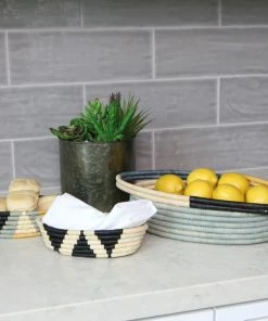 UGANDA HOME Opal Gray + Mustard Oval Basket 11 UGANDA HOME Opal Gray + Mustard Oval Basket