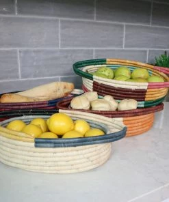 UGANDA HOME Opal Gray + Mustard Oval Basket 9 UGANDA HOME Opal Gray + Mustard Oval Basket