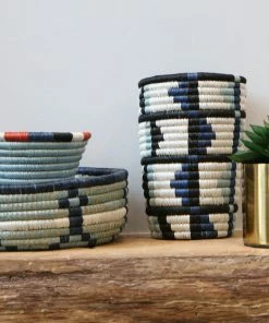 RWANDA HOME Tiny Silver Blue Vase / Pencil Holder