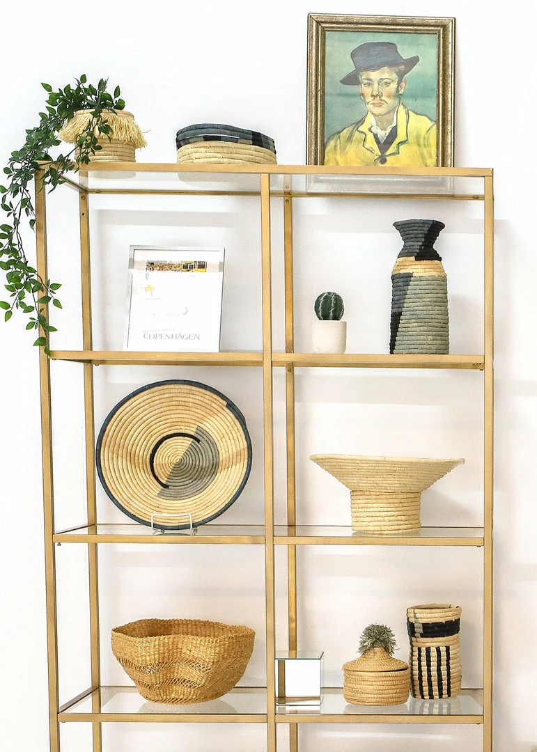 UGANDA HOME Opal Gray Color Blocked Bread Basket With Handles 6 UGANDA HOME Opal Gray Color Blocked Bread Basket With Handles